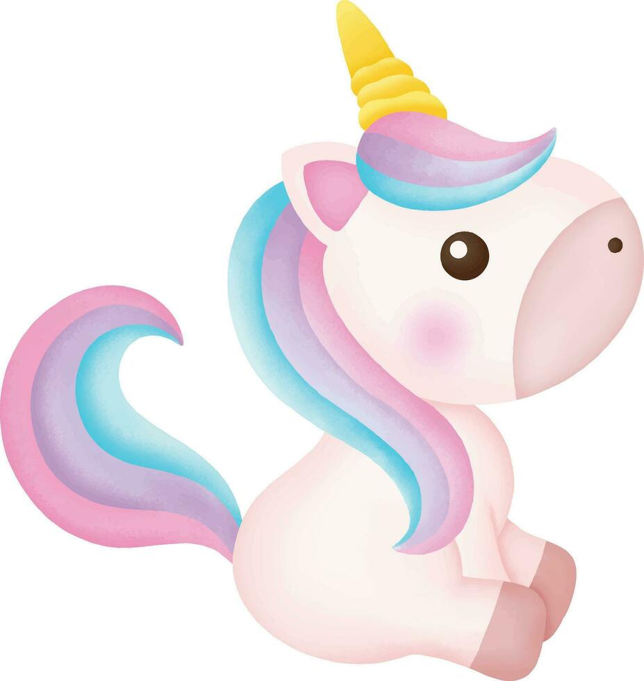 Illustration of a cute unicorn. kawaii unicorn character vector