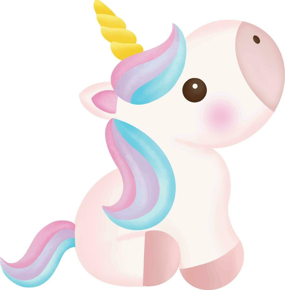 Illustration of a cute unicorn. kawaii unicorn character collection. vector