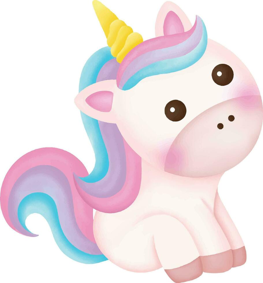 Illustration of a cute unicorn. kawaii unicorn character vector