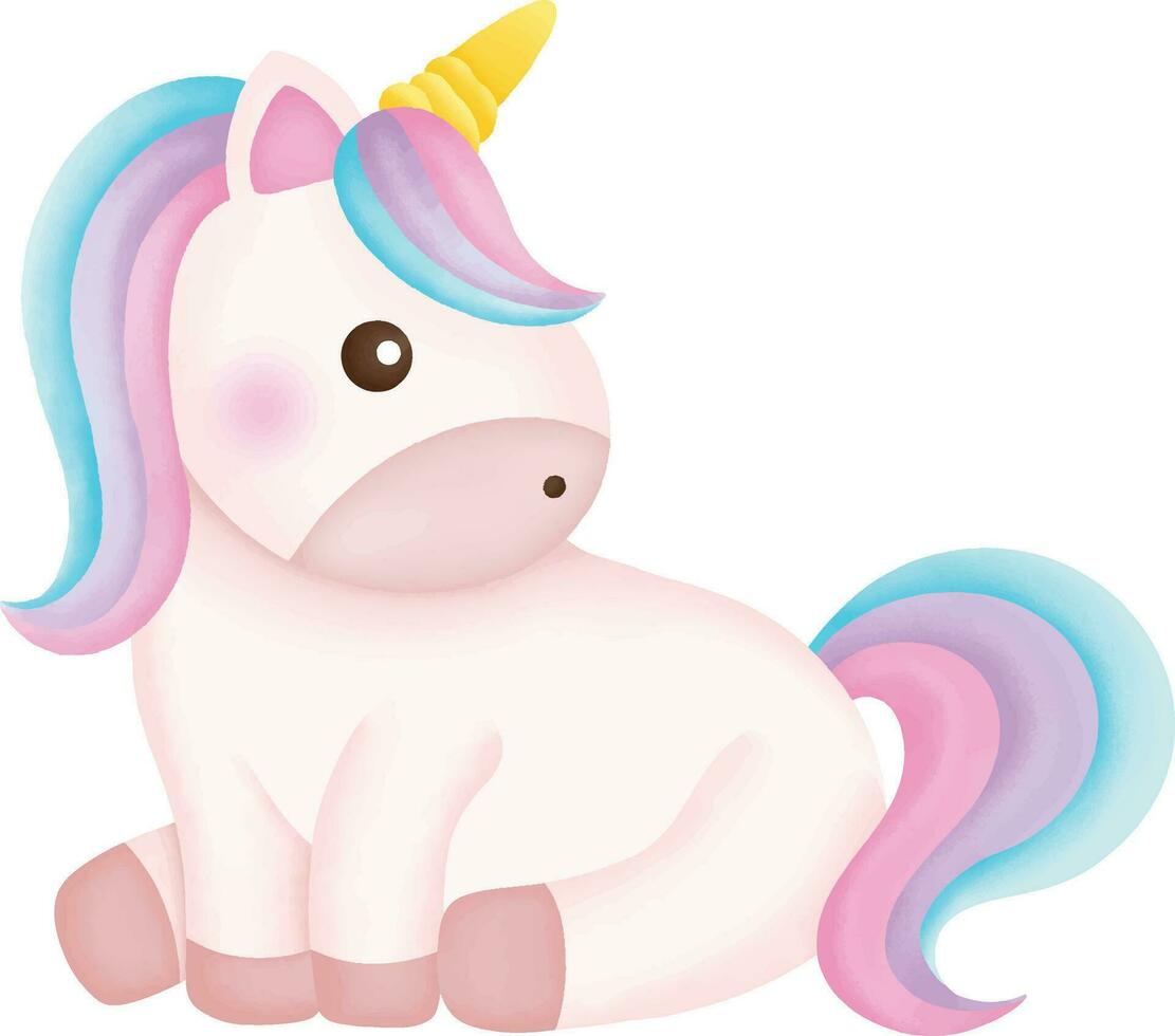 Illustration of a cute unicorn. kawaii unicorn character collection. vector