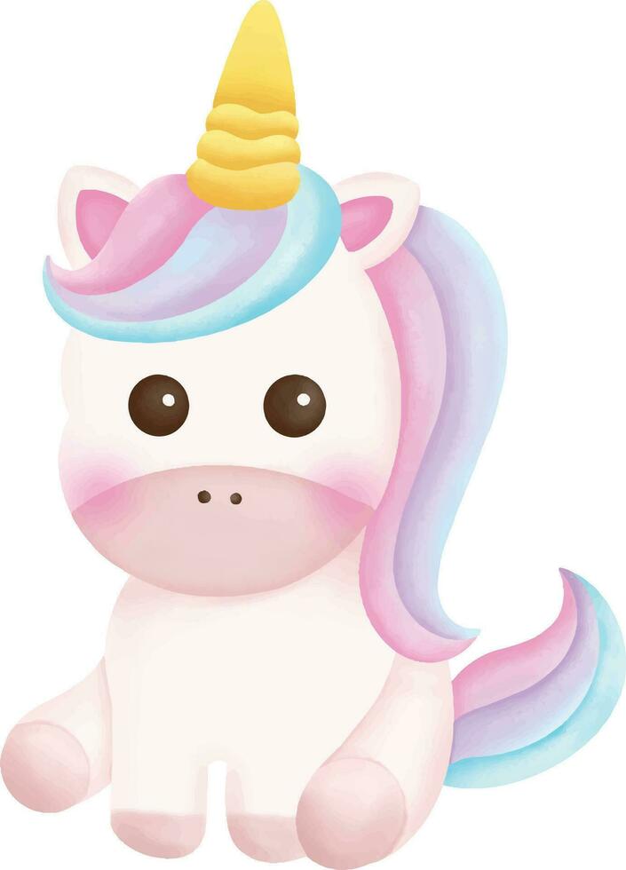 Illustration of a cute unicorn. kawaii unicorn character collection. vector