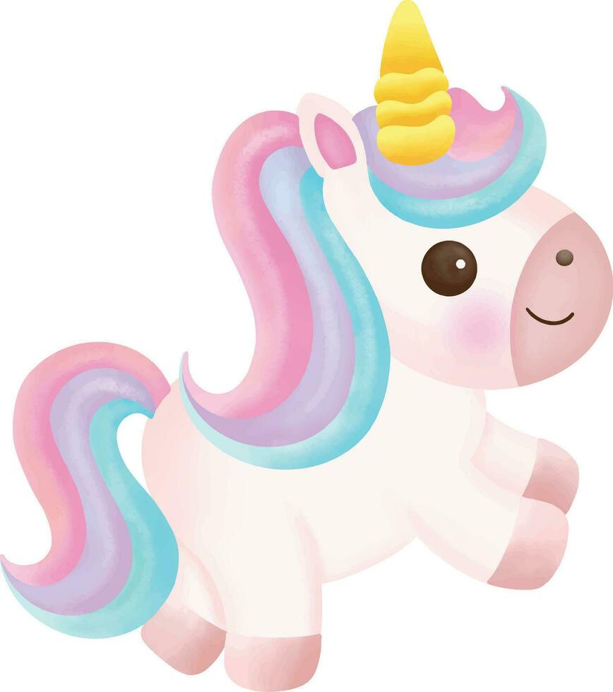 Illustration of a cute unicorn. kawaii unicorn character collection. vector