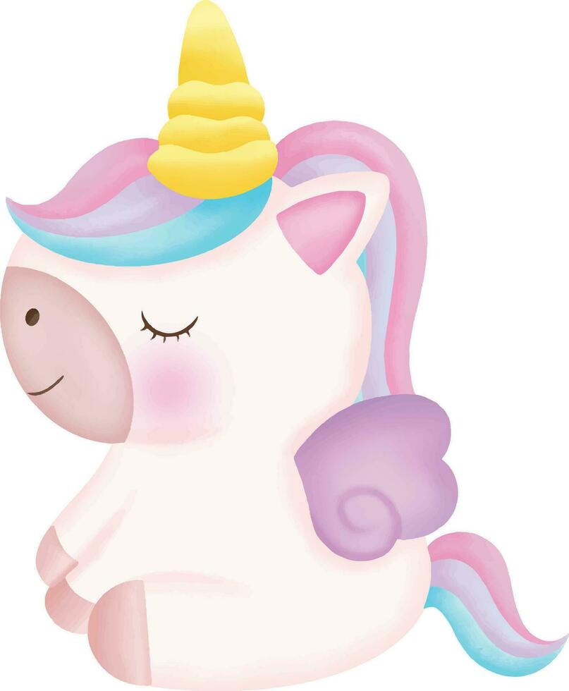 Illustration of a cute unicorn. kawaii unicorn character collection. vector