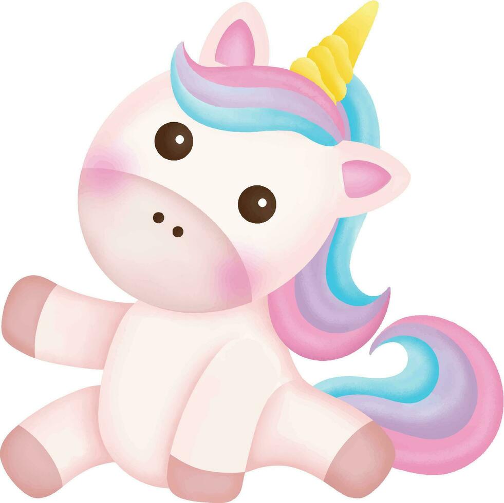 Illustration of a cute unicorn. kawaii unicorn character vector