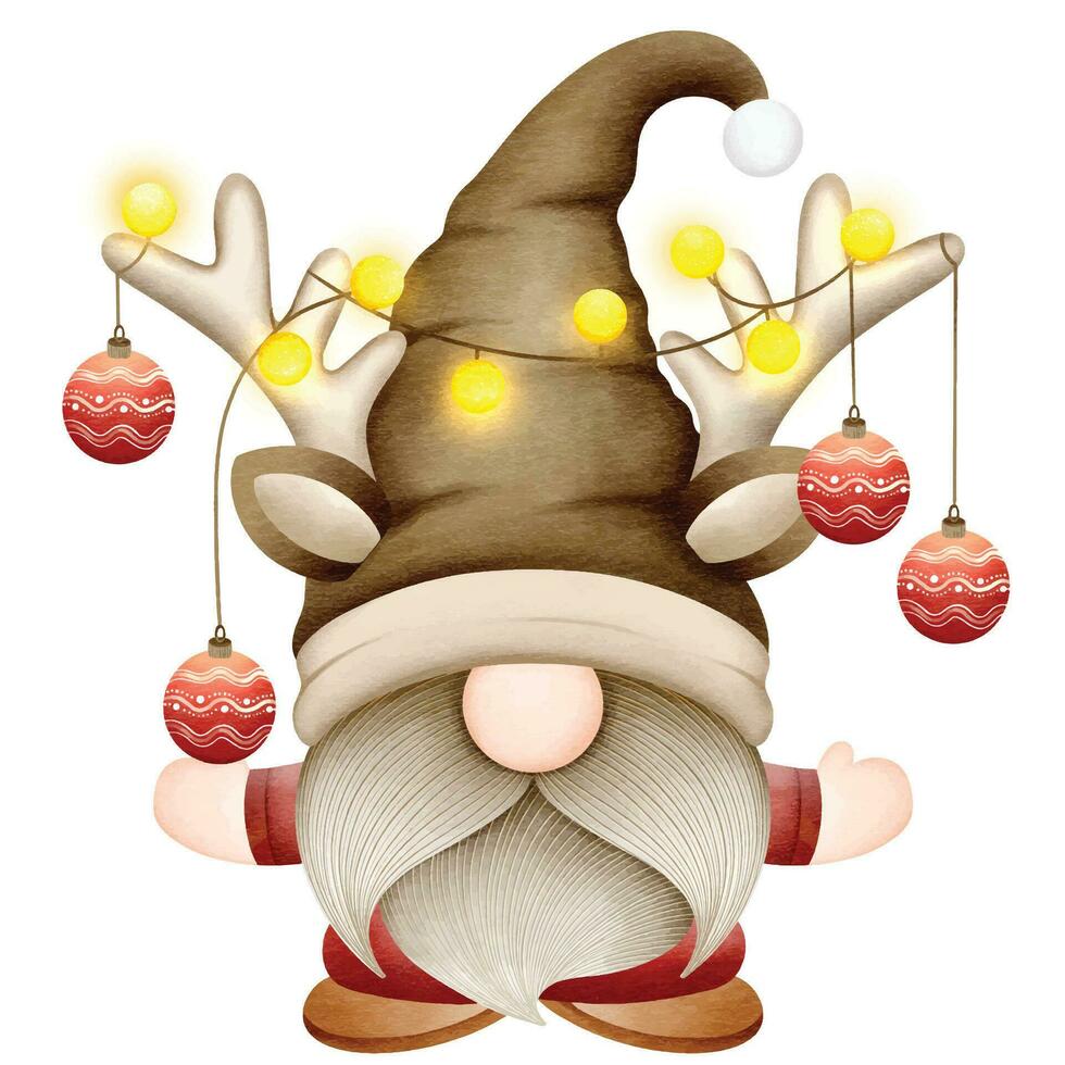 Gnomes Christmas illustration.,  Cute cartoon Christmas gnomes vector