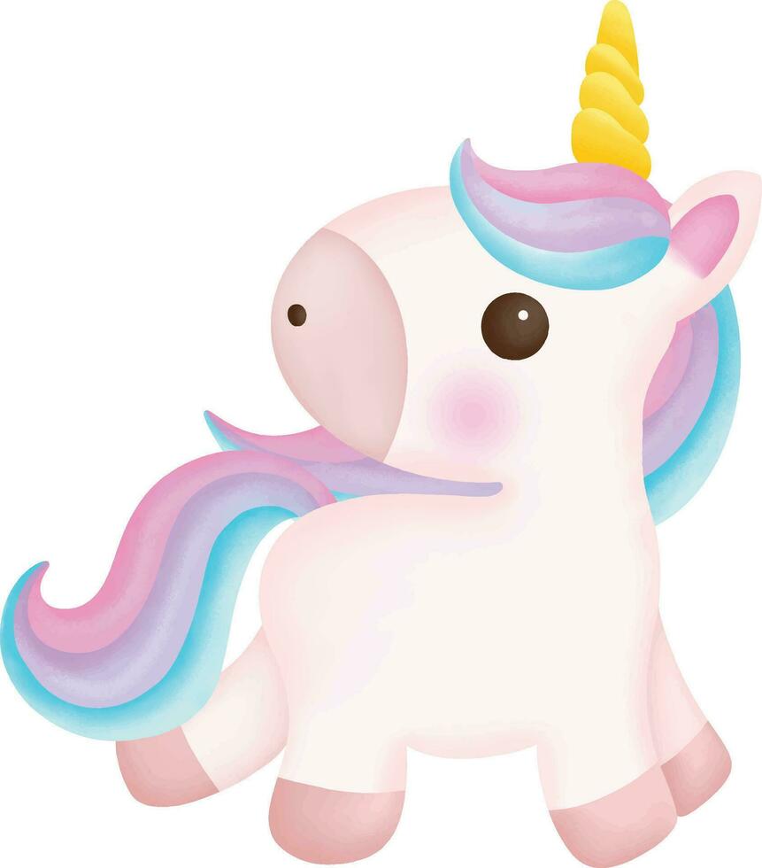 Illustration of a cute unicorn. kawaii unicorn character collection. vector