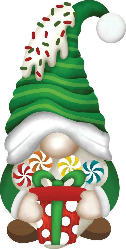 Gnomes Christmas illustration.,  Cute cartoon Christmas gnomes vector