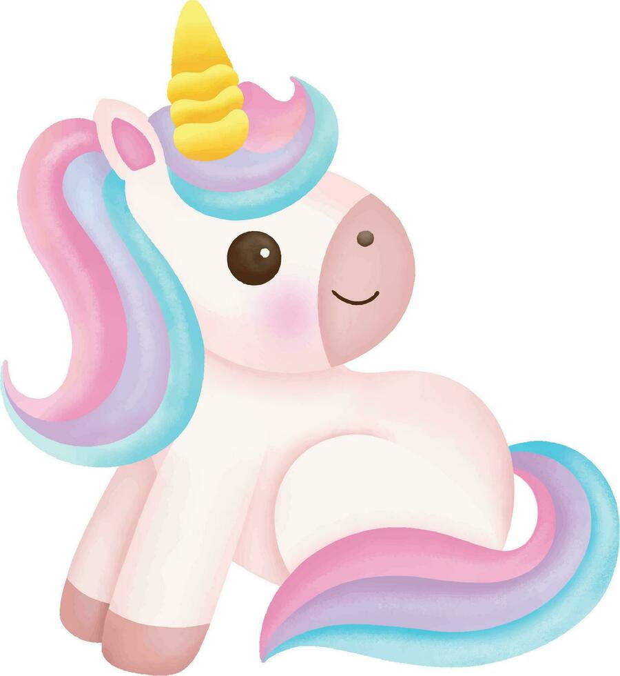 Illustration of a cute unicorn. kawaii unicorn character vector