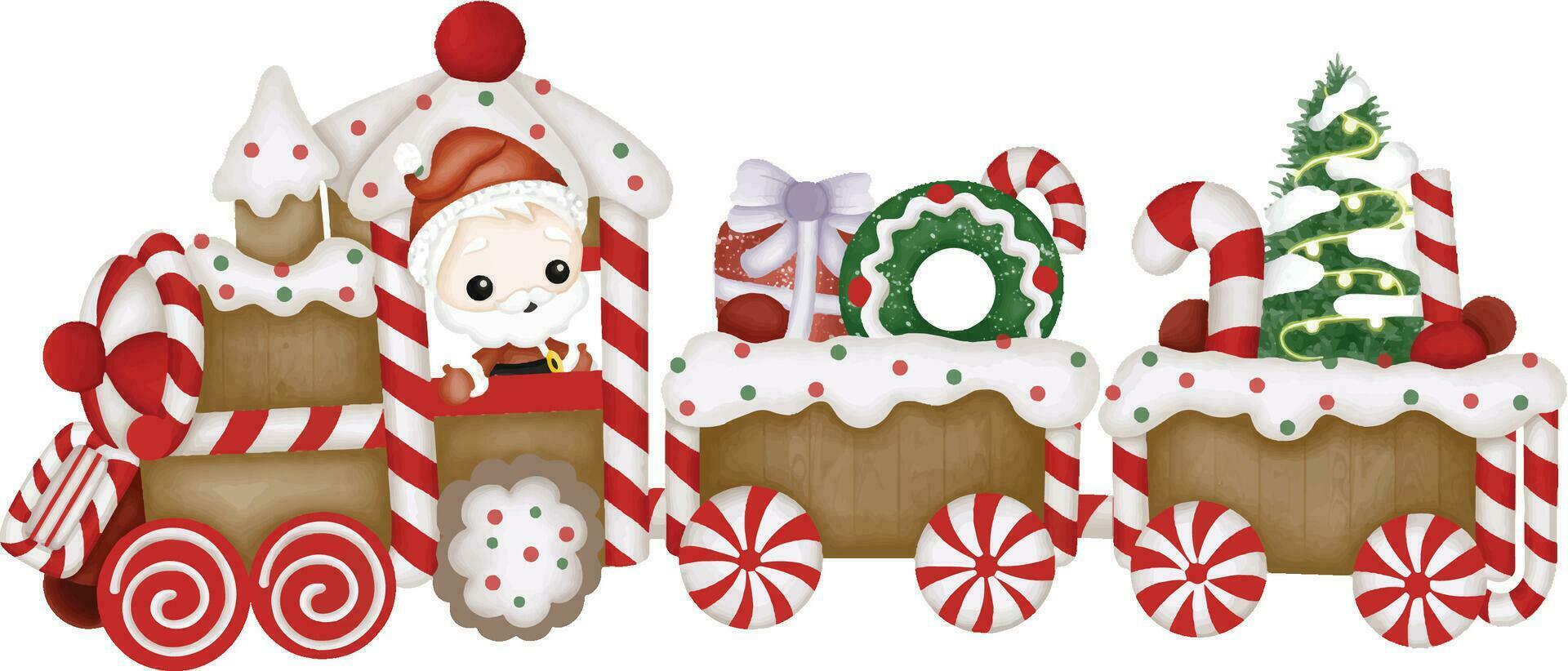 christmas santa in candy truck vector