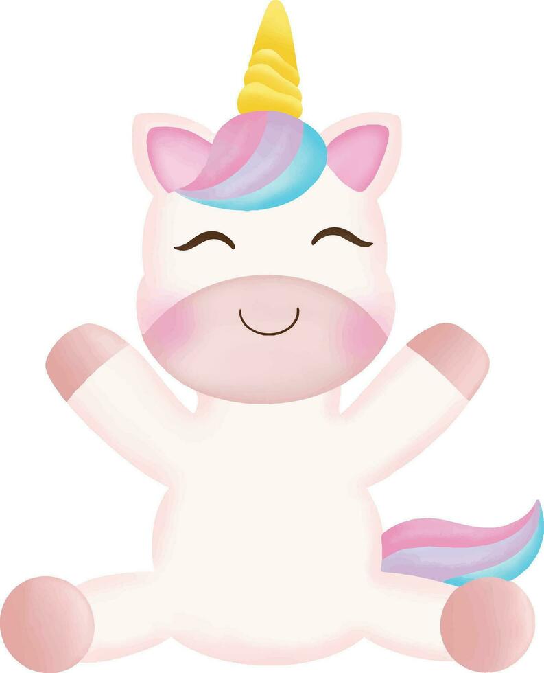 Illustration of a cute unicorn. kawaii unicorn character collection. vector