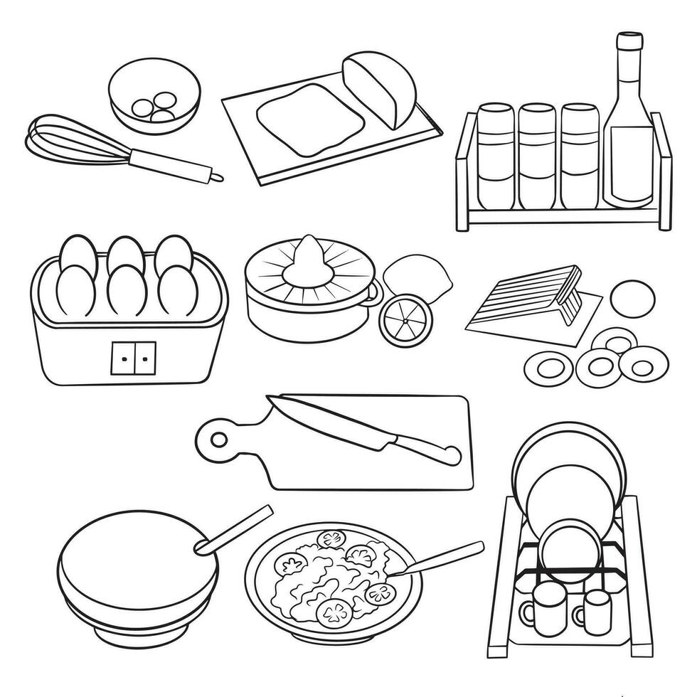 Cocinando póster con mano dibujado cocina utensilios vector