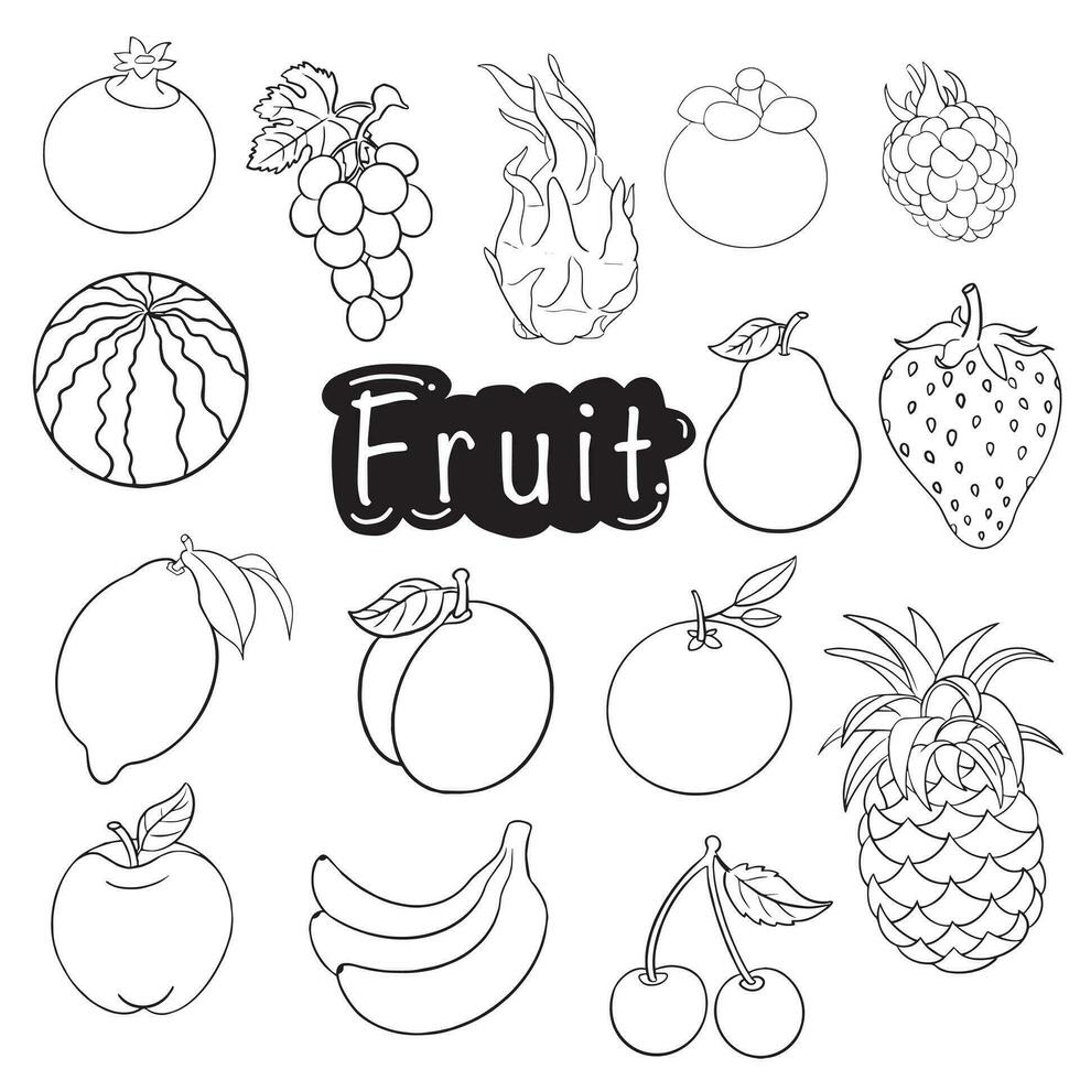 Fruit Food Icon Vector Set.