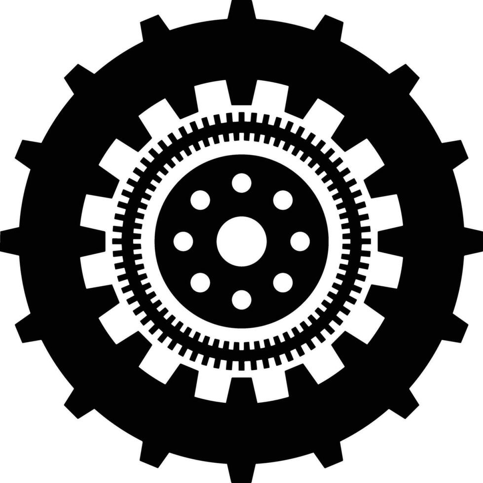 Gear setting symbol icon vector image. Illustration of the industrial wheel mechine mechanism design image