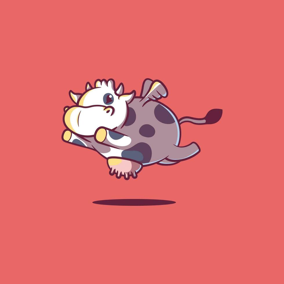 Cute Flying Cow character vector illustration. Funny, animal, mascot design concept.
