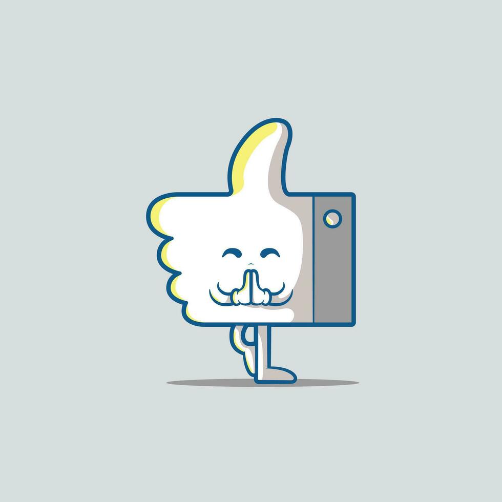 Thumbs up character meditating vector illustration. Social media, relaxation, connection design concept.