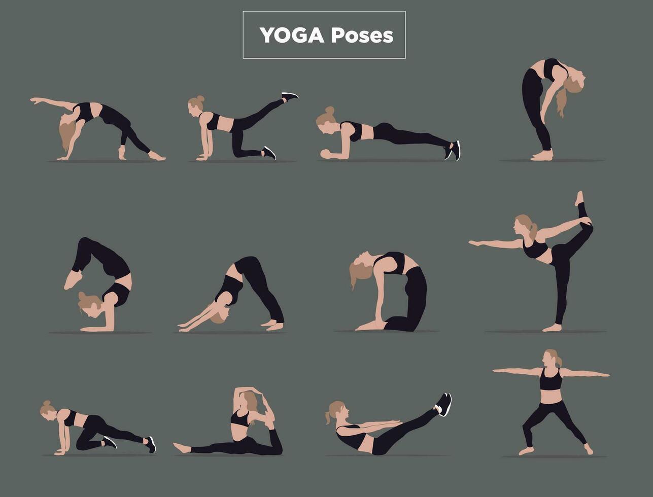hembra yoga poses vector ilustración