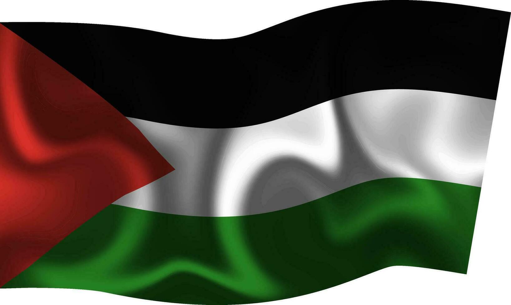 Flag of Palestine waving in the wind. Official state symbol of the Republic of Palestine., Flag of Palestine waving in the wind. Realistic vector illustration.