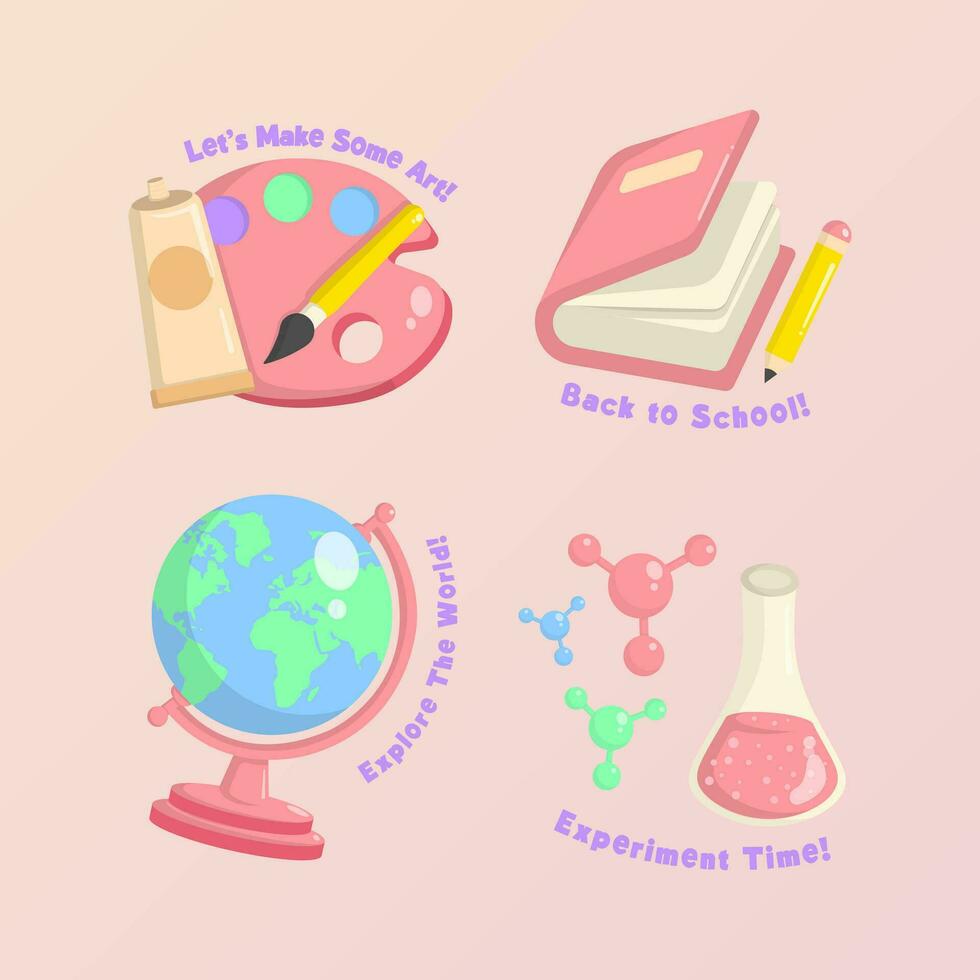 vector flat colorful creativity back to school labels collection sticker