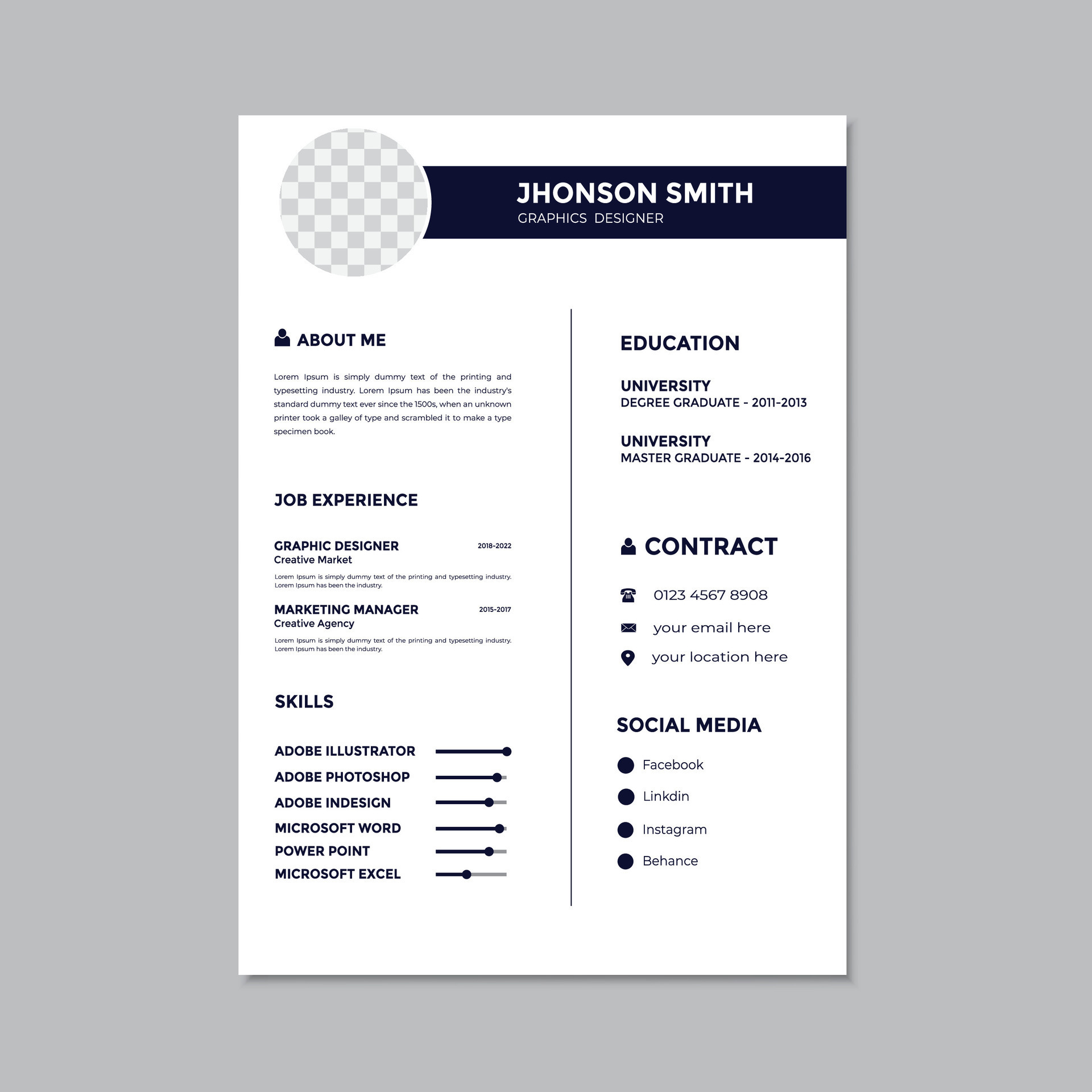 Modern resume template design 34196290 - Modern Resume Template Design Free Vector
