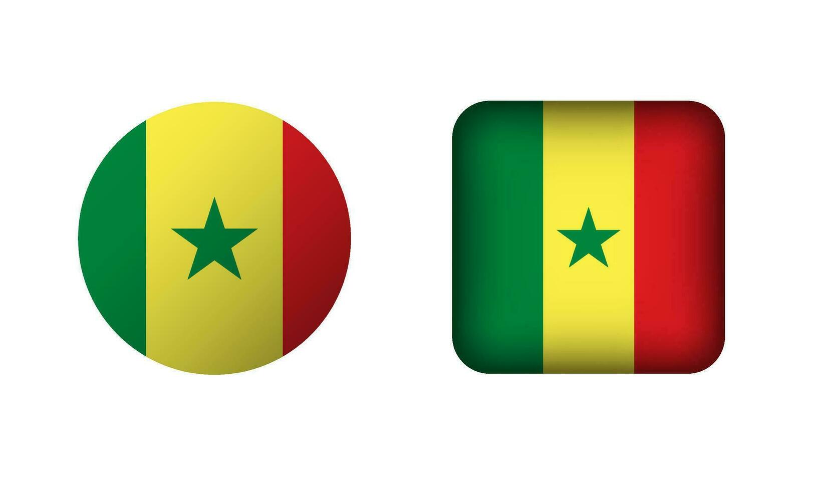 Flat Square and Circle Senegal Flag Icons vector