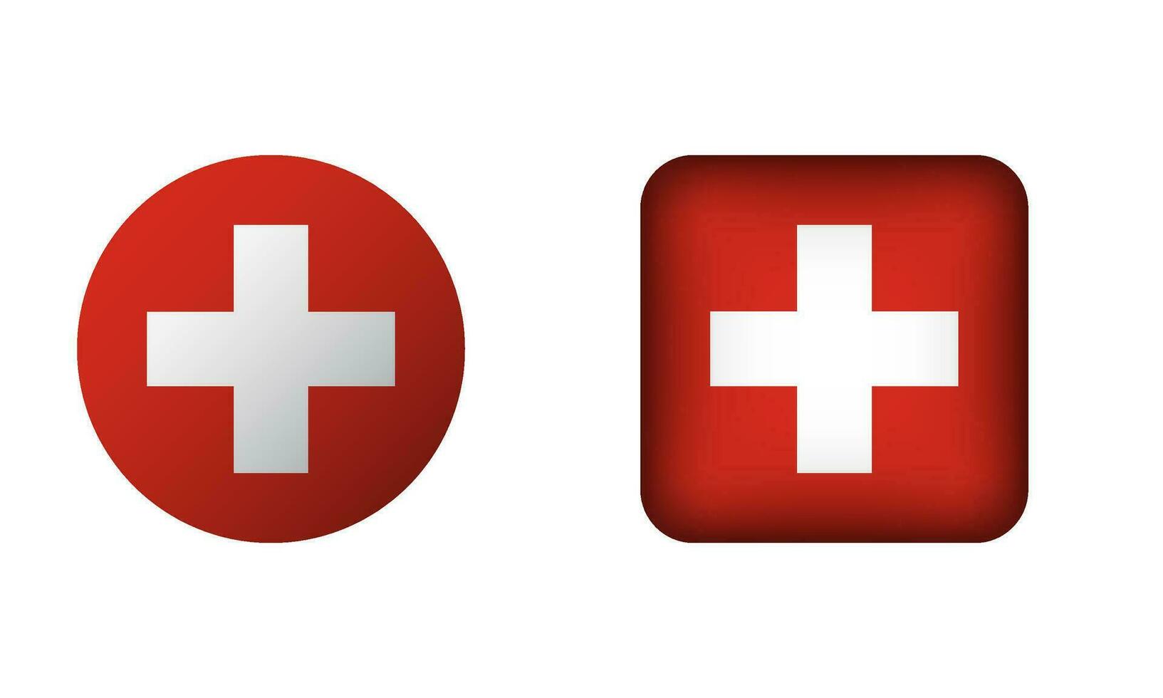 Flat Square and Circle Switzerland Flag Icons vector