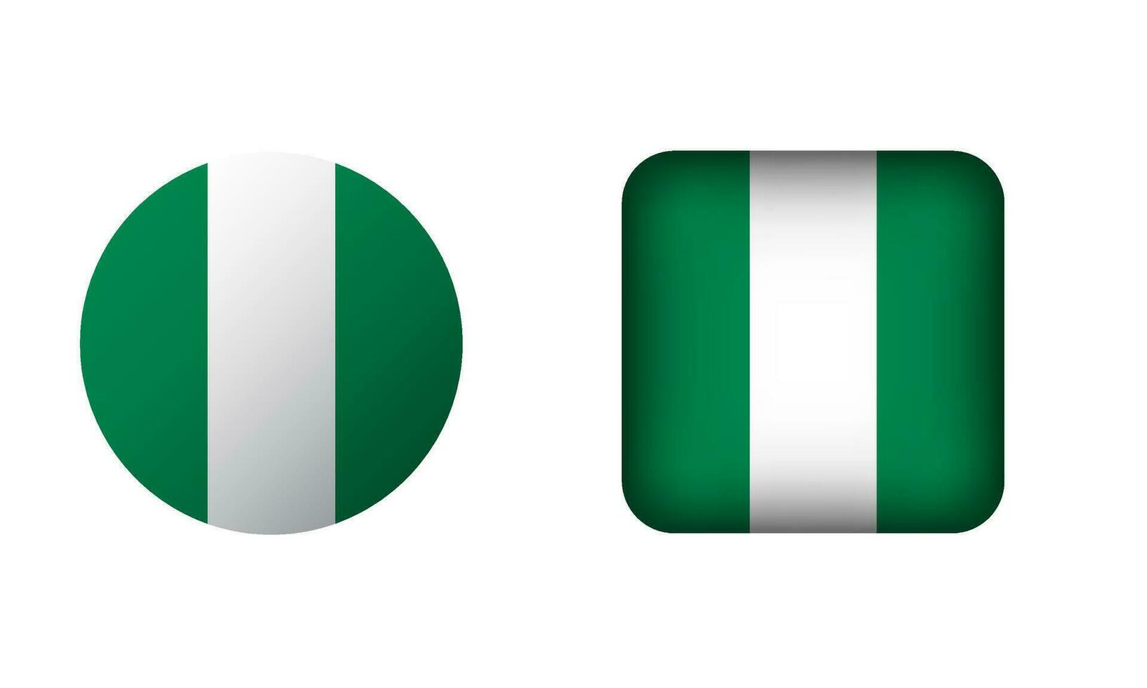 Flat Square and Circle Nigeria Flag Icons vector