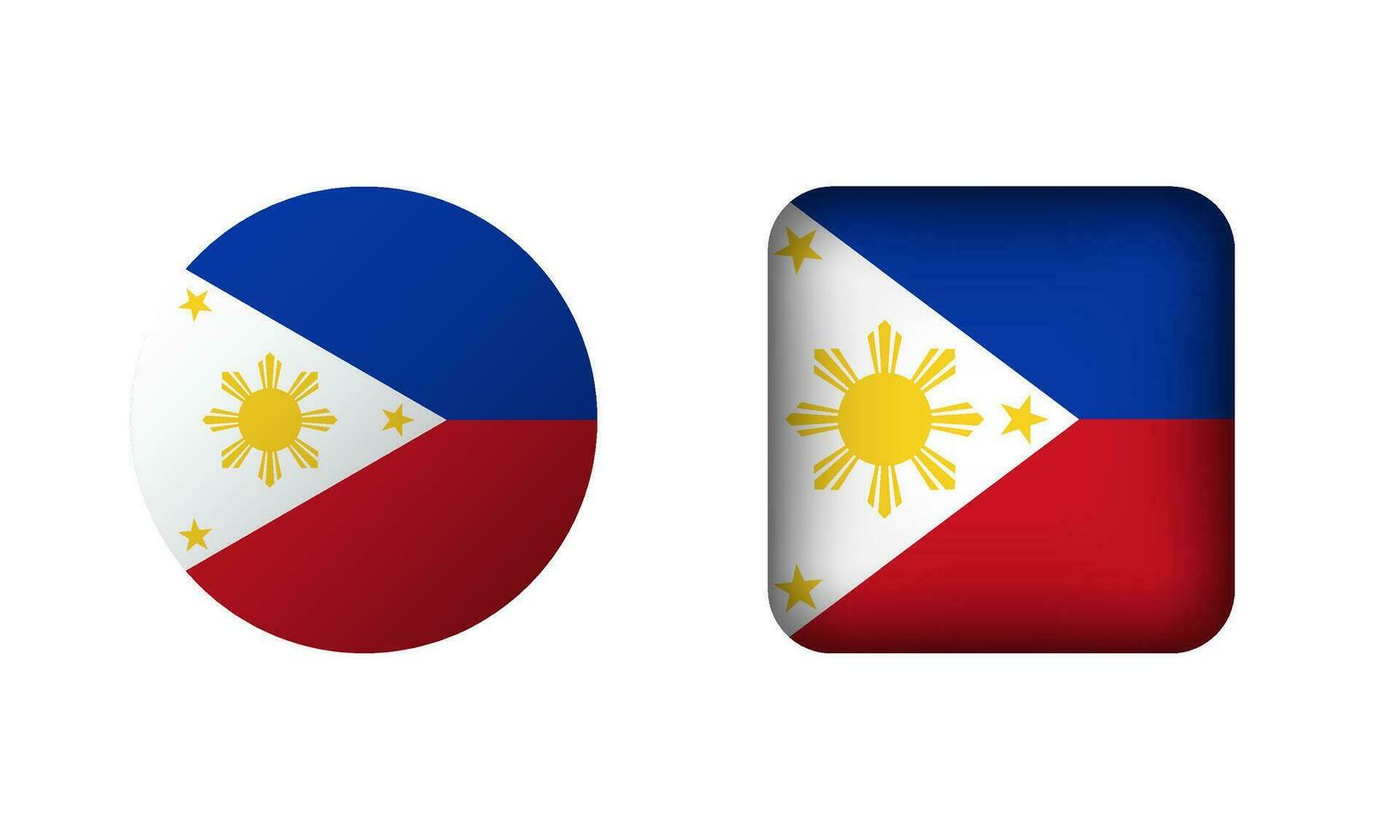 Flat Square and Circle Philippines Flag Icons vector