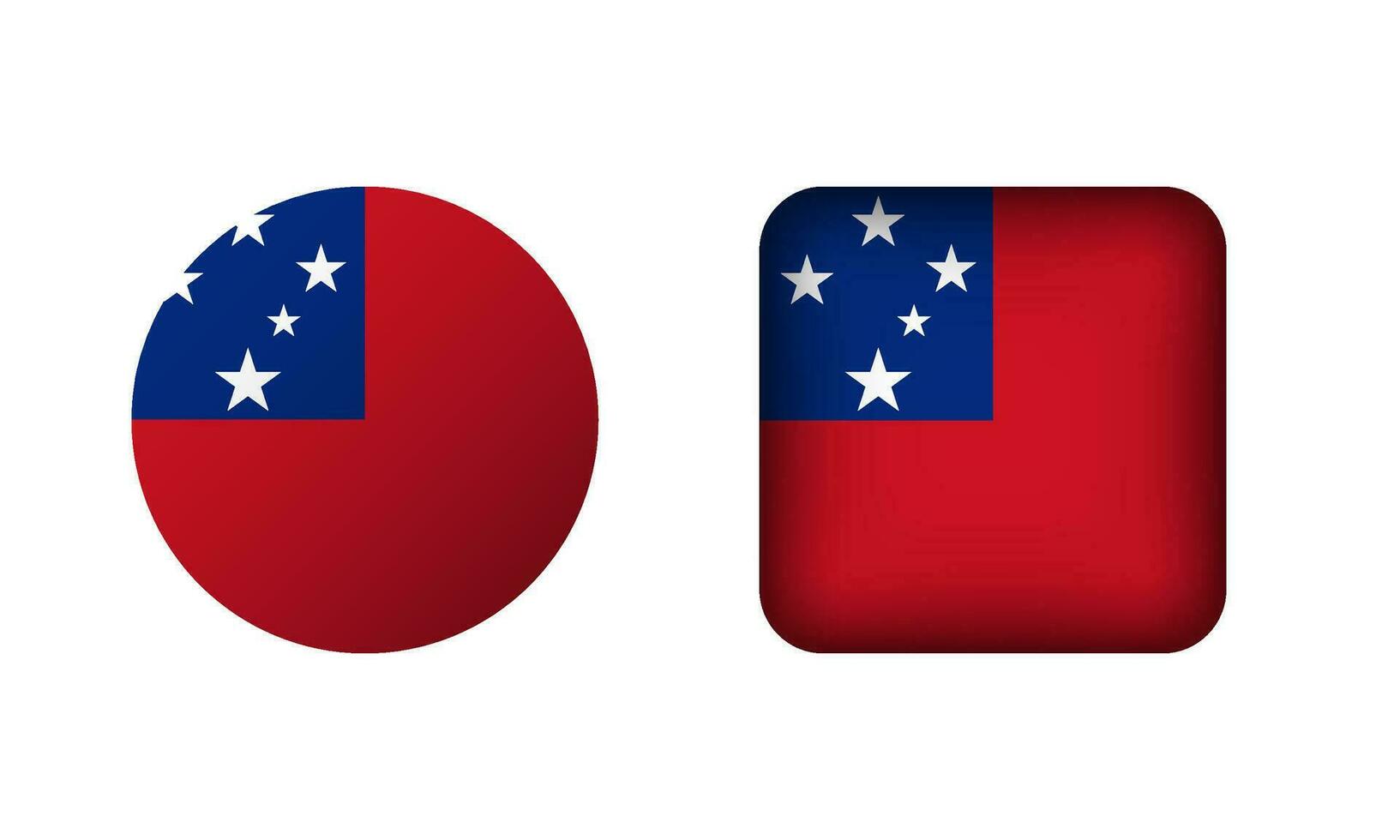 Flat Square and Circle Samoa National Flag Icons vector