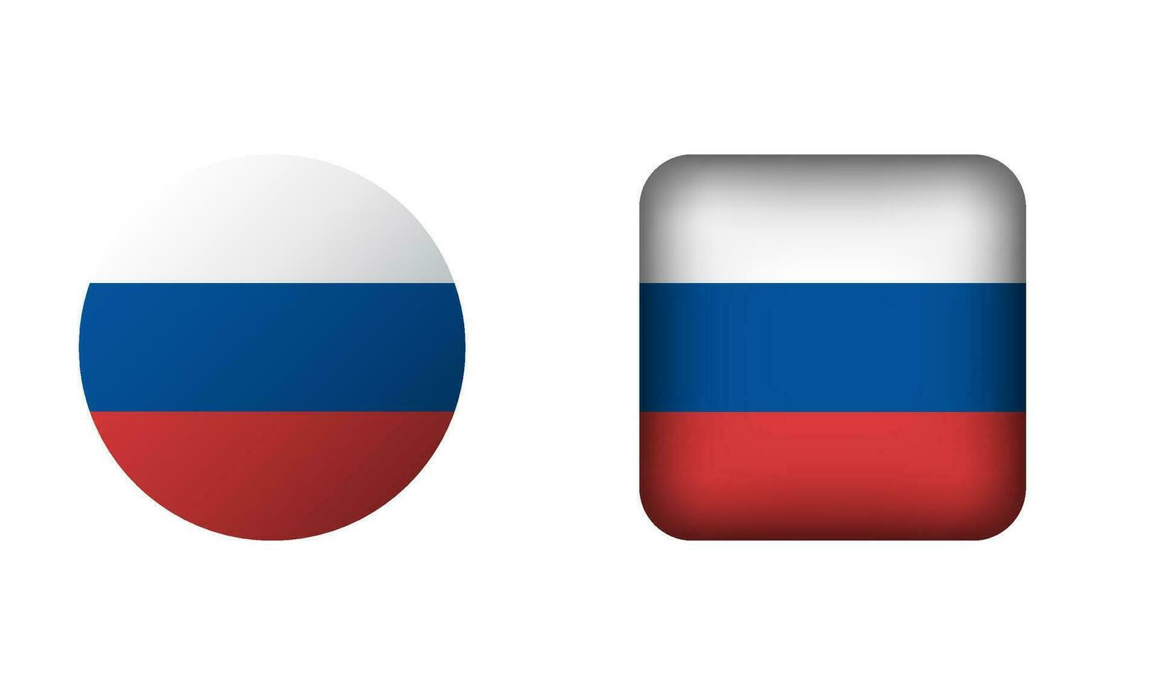 Flat Square and Circle Russia Flag Icons vector