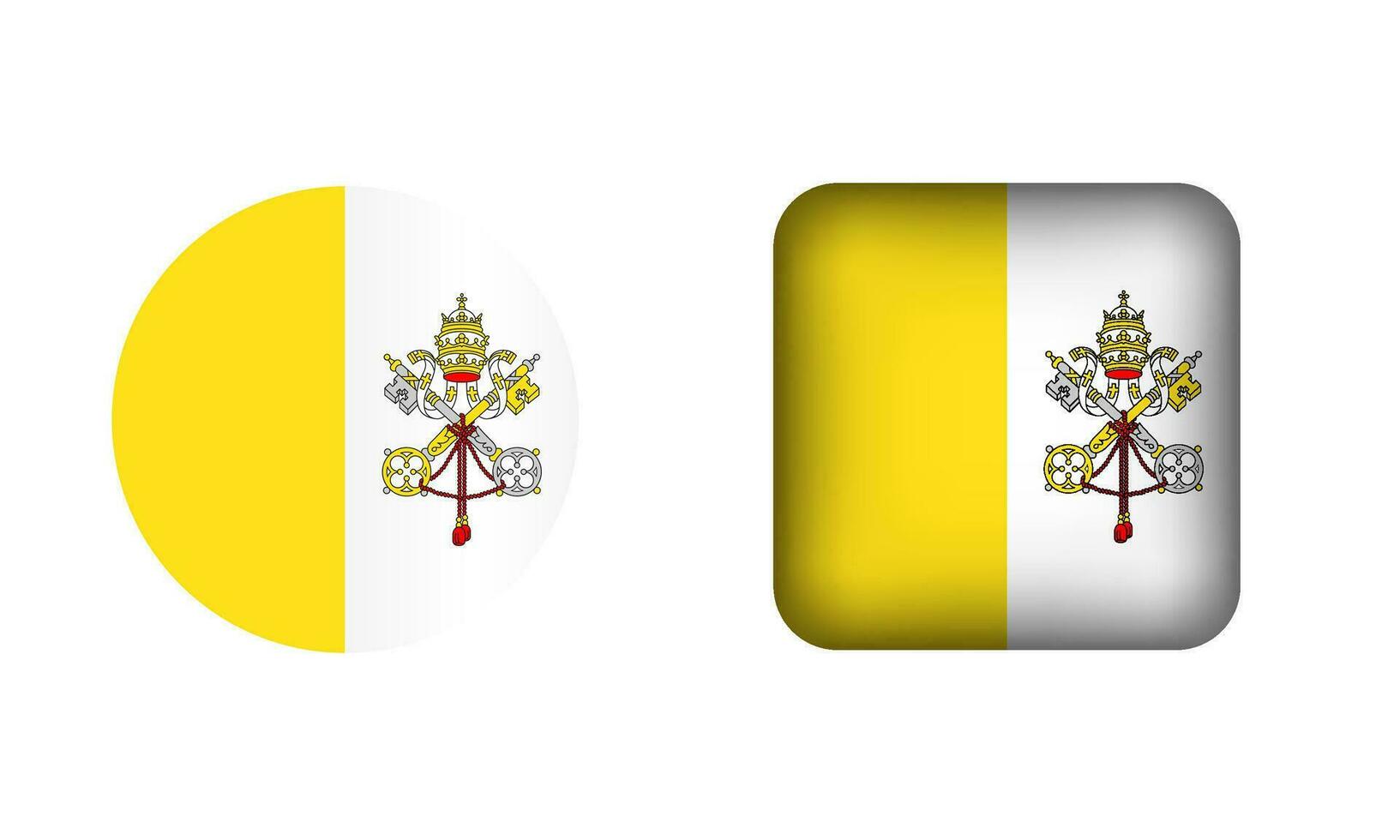 Flat Square and Circle Vatican Flag Icons vector