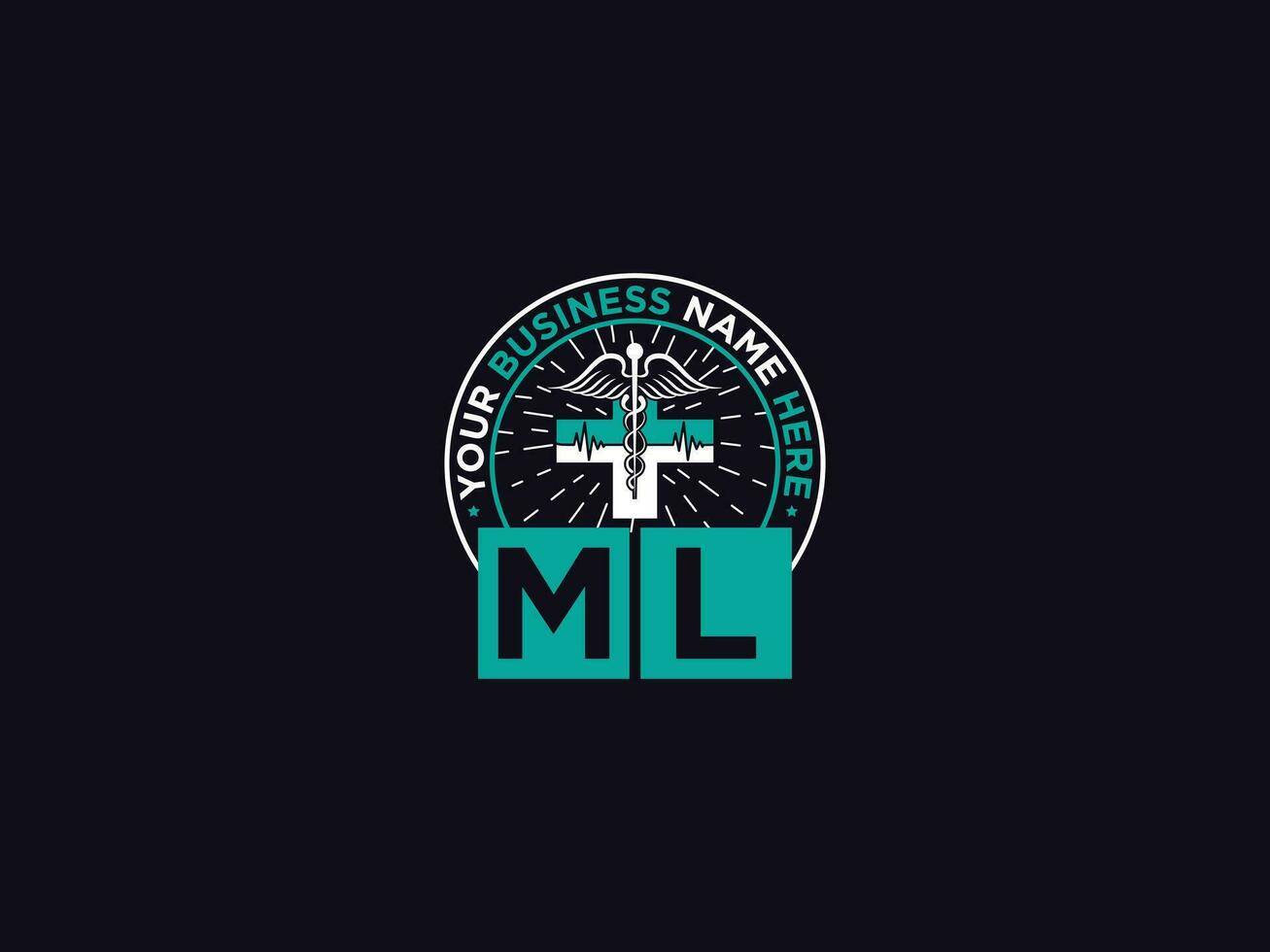 médico ml logo icono, creativo ml doctores logo letra vector