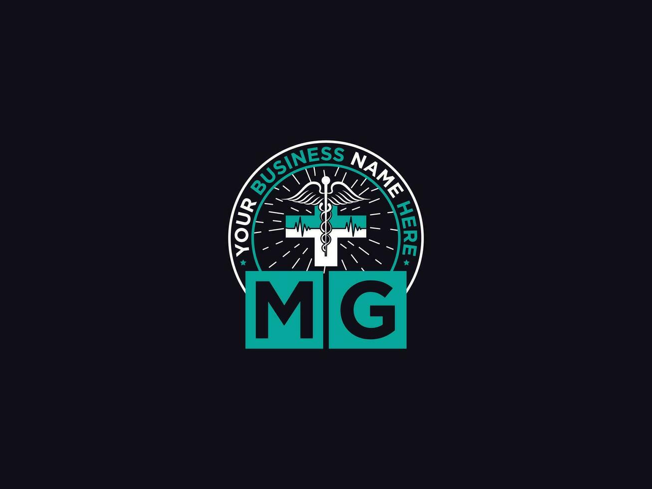 médico mg logo icono, creativo mg doctores logo letra vector
