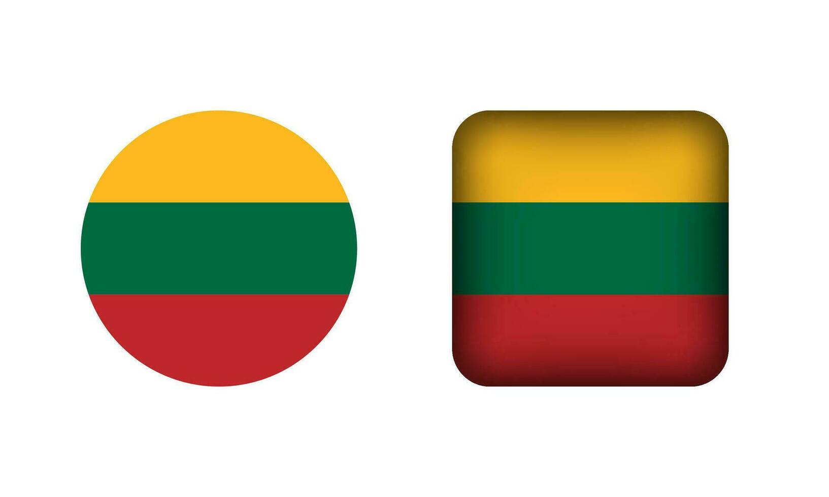 Flat Square and Circle Lithuania National Flag Icons vector