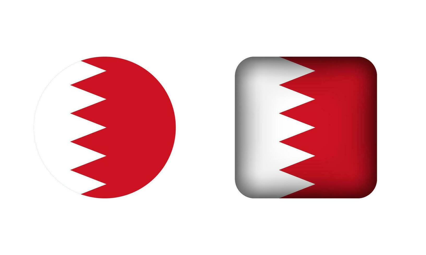 Flat Square and Circle Bahrain Flag Icons vector