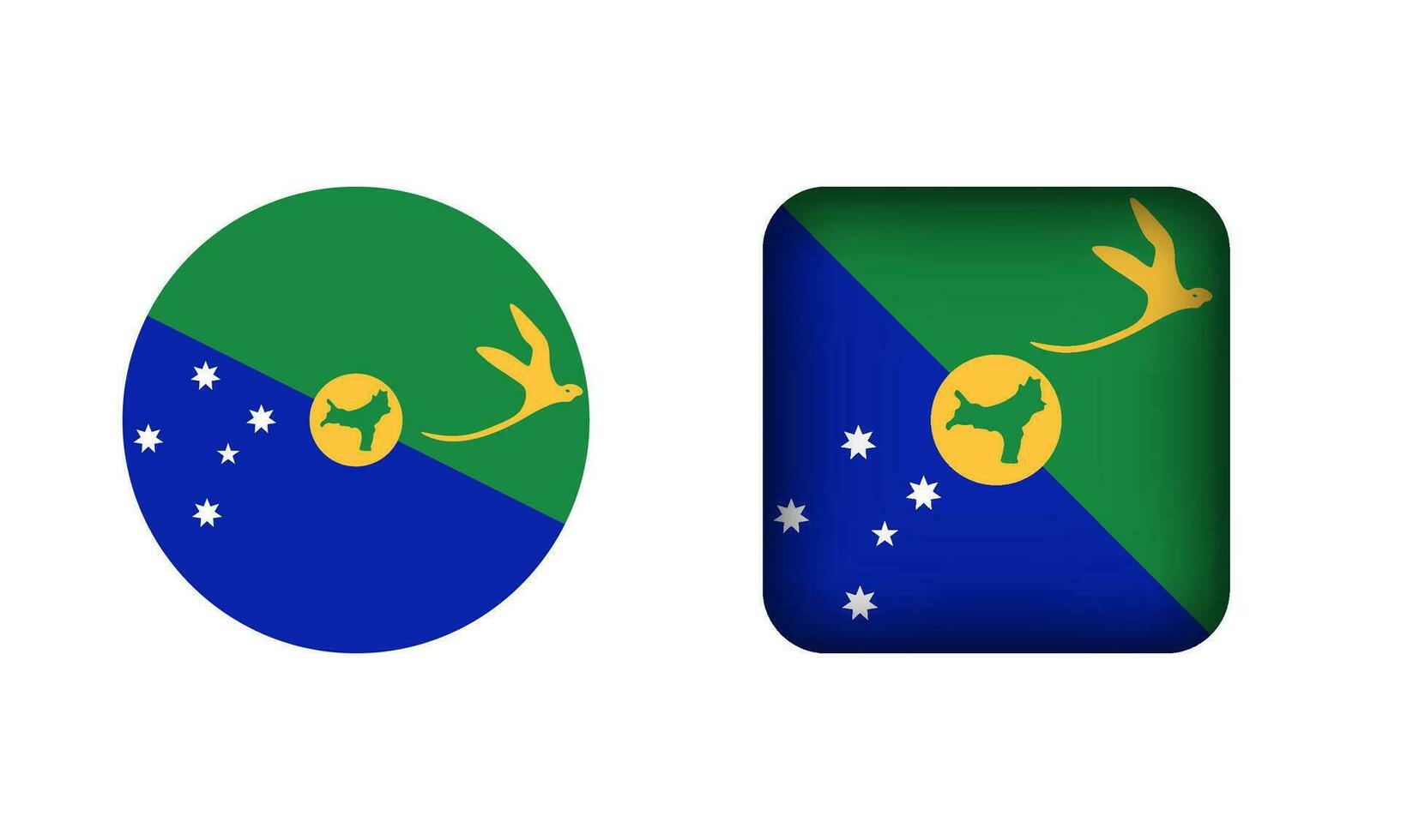 Flat Square and Circle Christmas Island Flag Icons vector