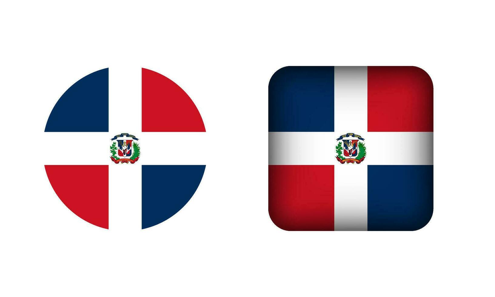 Flat Square and Circle Dominican Republic Flag Icons vector