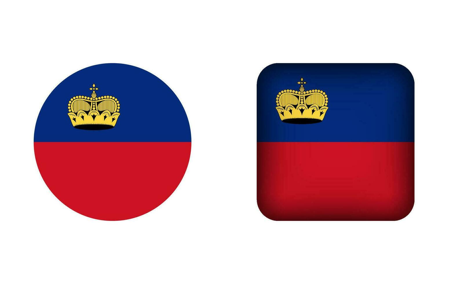 Flat Square and Circle Liechtenstein Flag Icons vector