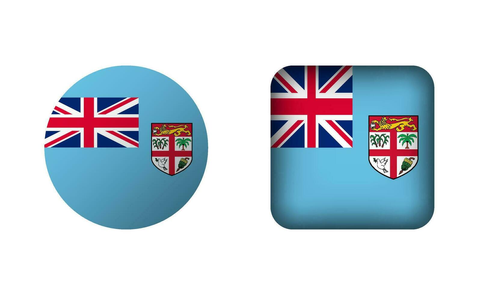 Flat Square and Circle Fuji National Flag Icons vector
