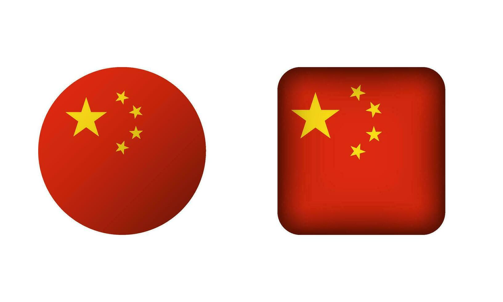 Flat Square and Circle China Flag Icons vector