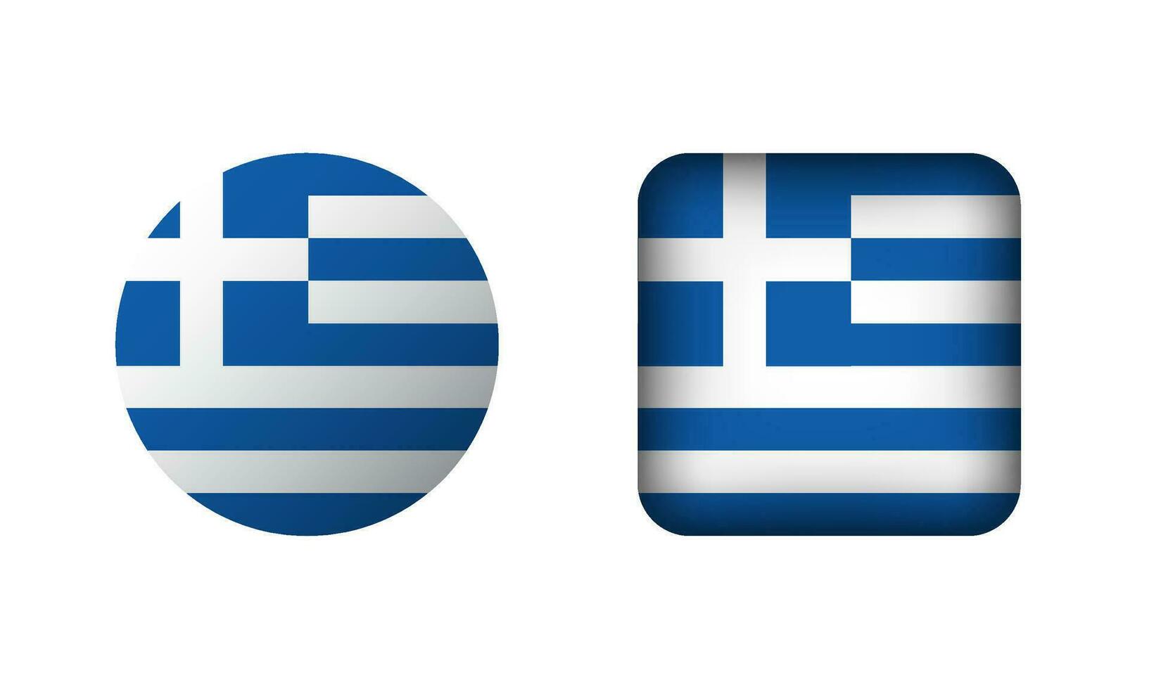 plano cuadrado y circulo Grecia bandera íconos vector