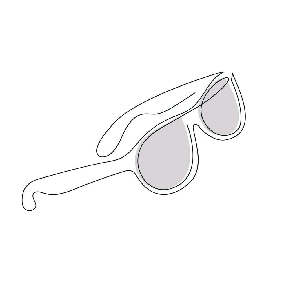 Gafas de sol dibujado en uno continuo línea. uno línea dibujo, minimalismo vector ilustración.