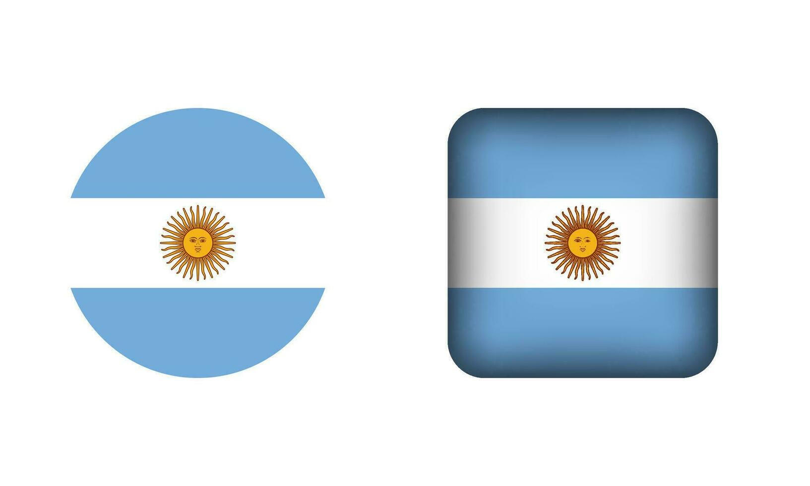 Flat Square and Circle Argentina Flag Icons vector