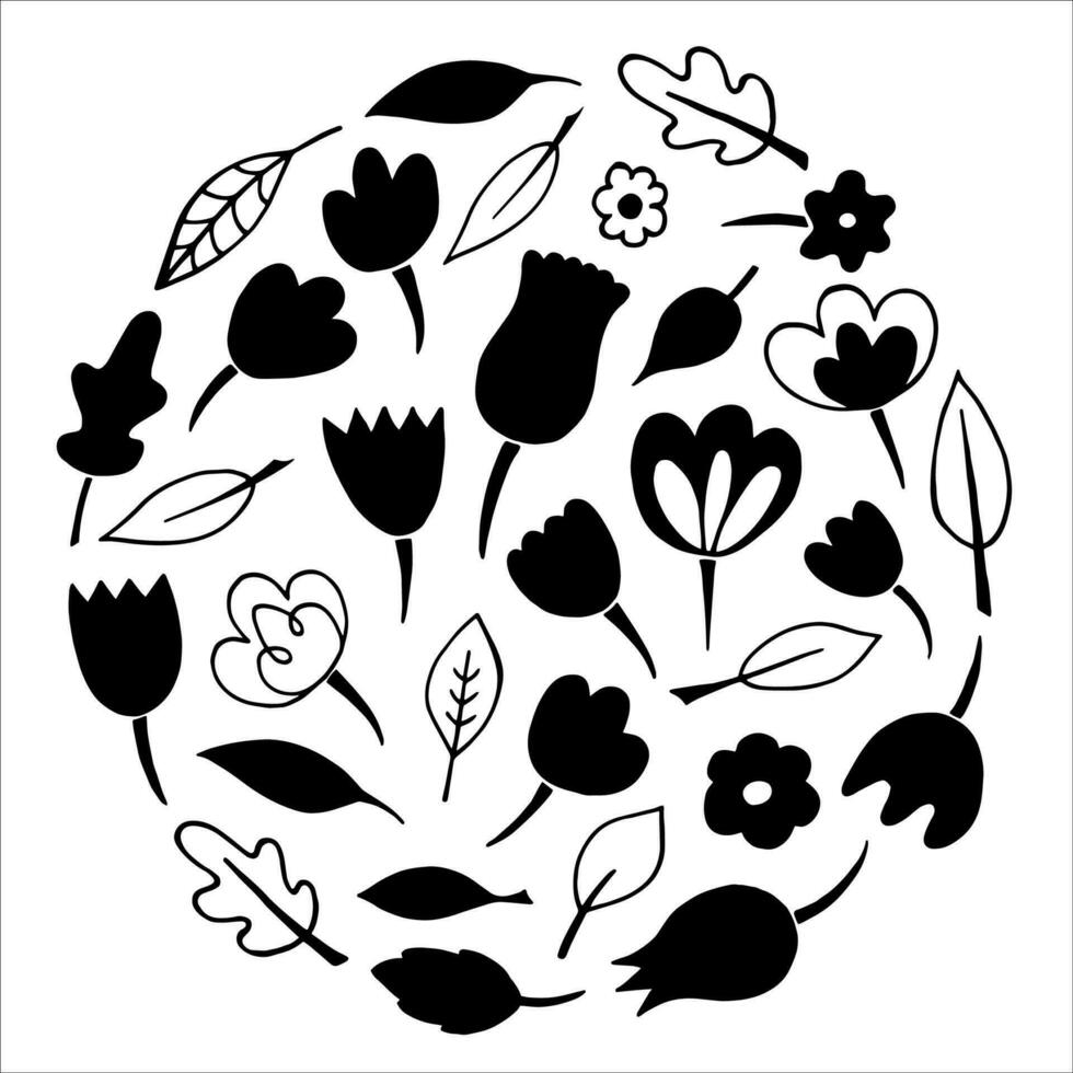 Doodle flowers vector image