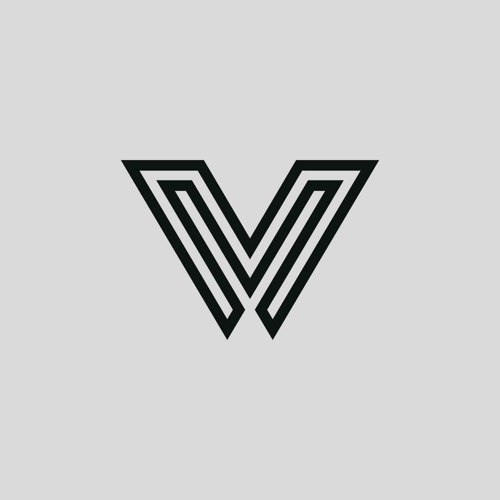 línea letra v logo vector