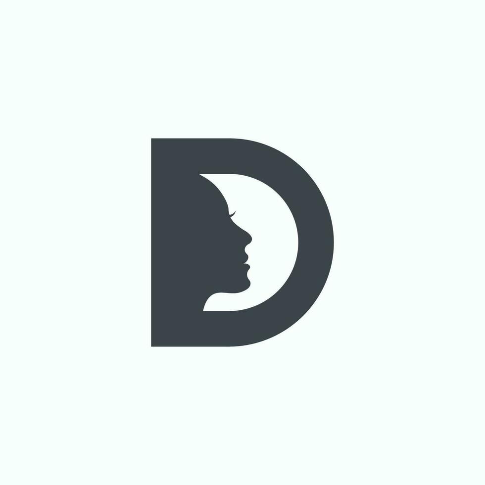 D letter logo with woman vector