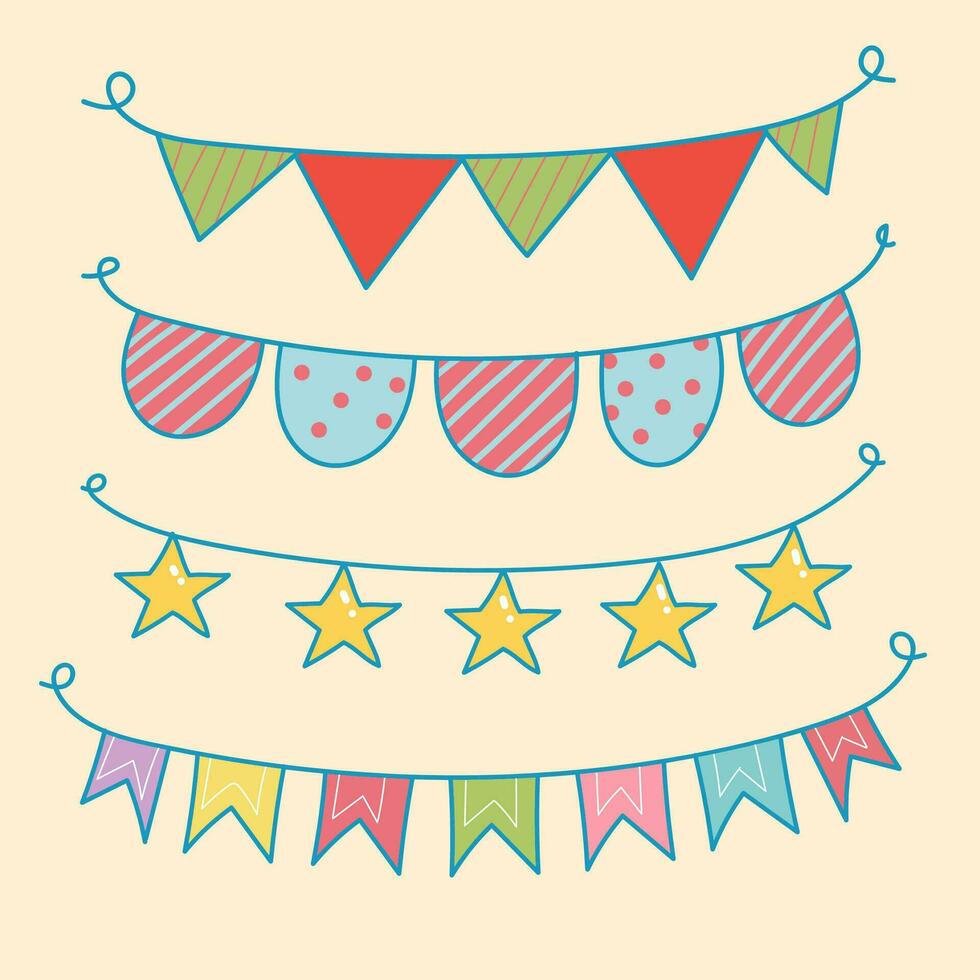 Cutie Garlands Collorful Holiday Collection vector