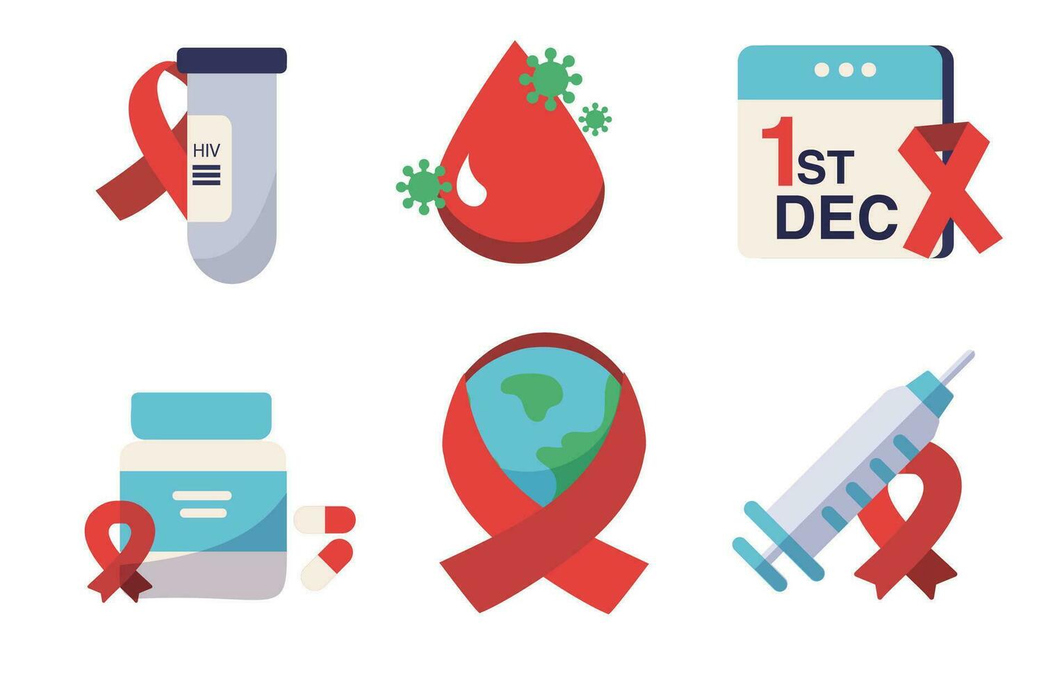 world aids day icon vector collection