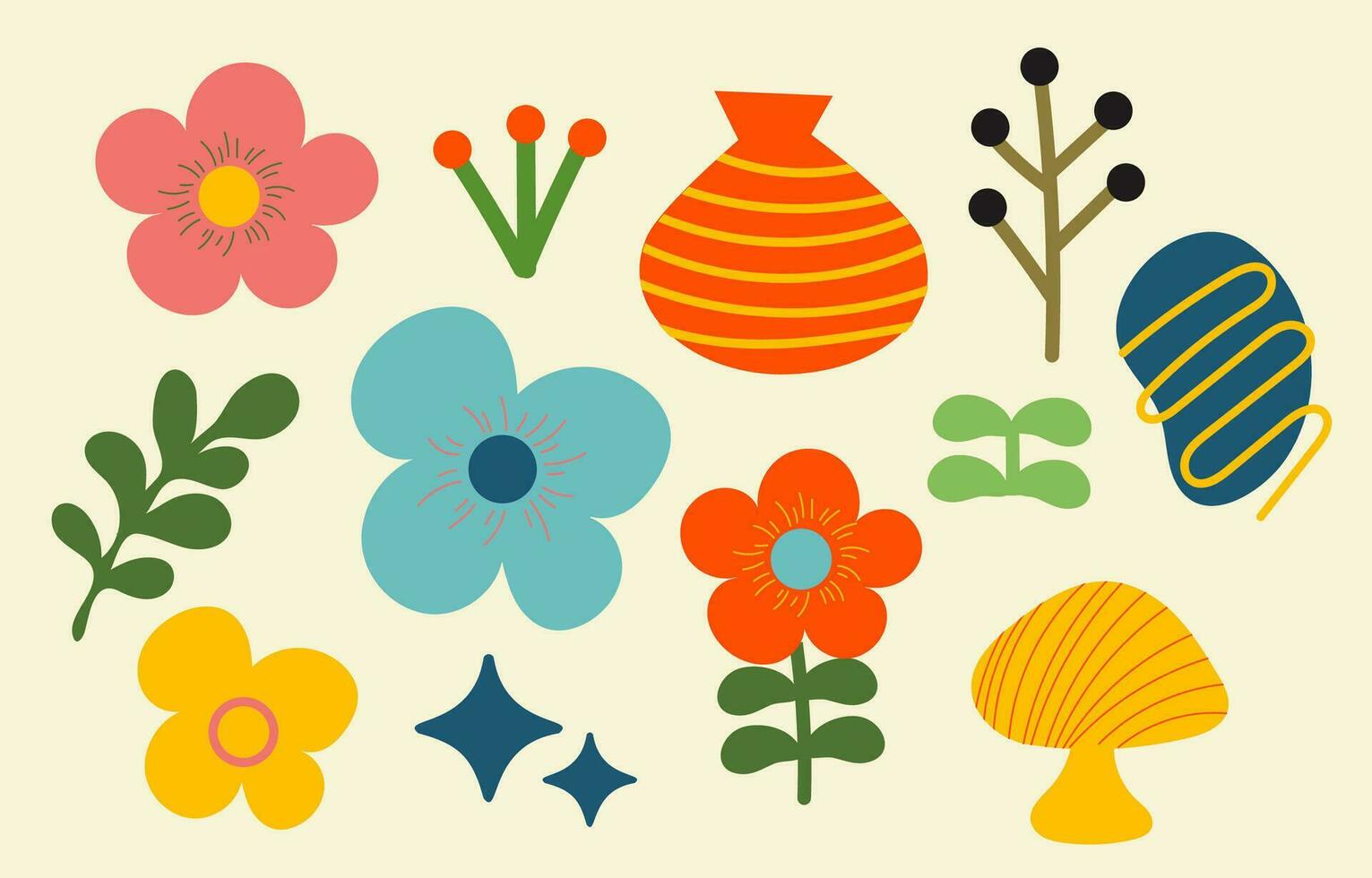 Flower Abstract Shape Collection Hand Drawn vector