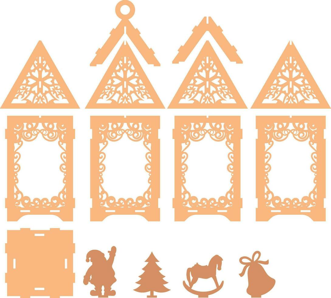 CHRISTMAS LANTERN Multilayer Templates, Laser Cut Files vector