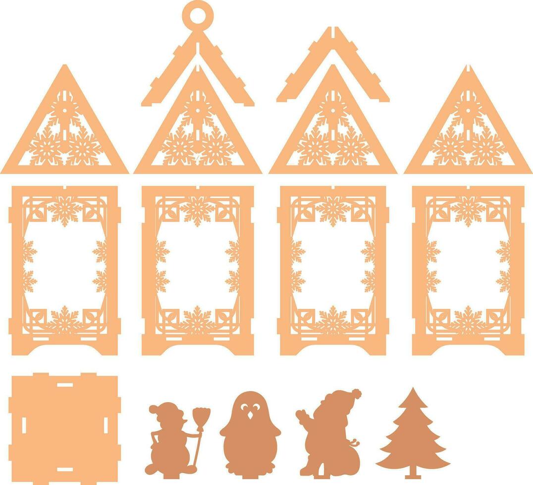 CHRISTMAS LANTERN Multilayer Templates vector